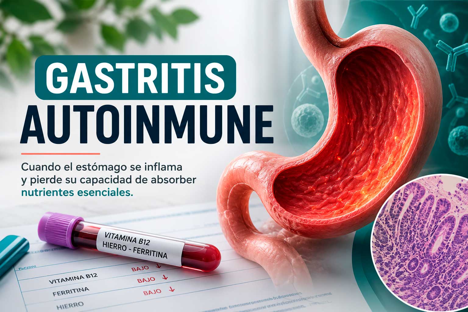 Gastritis autoinmune y absorción de vitamina B12 y hierro
